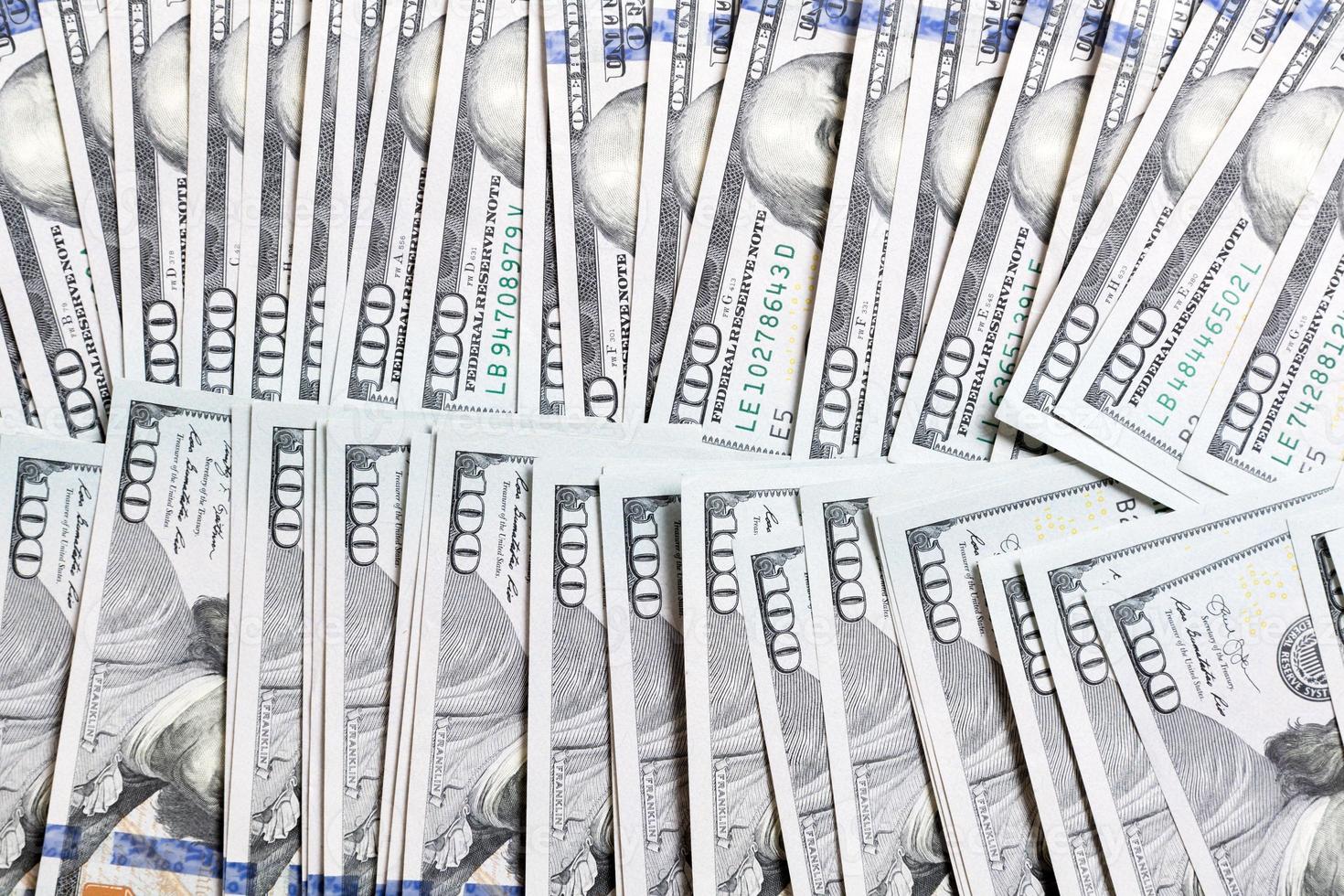 Dollar banknotes Top view of business concept on background with copy space photo