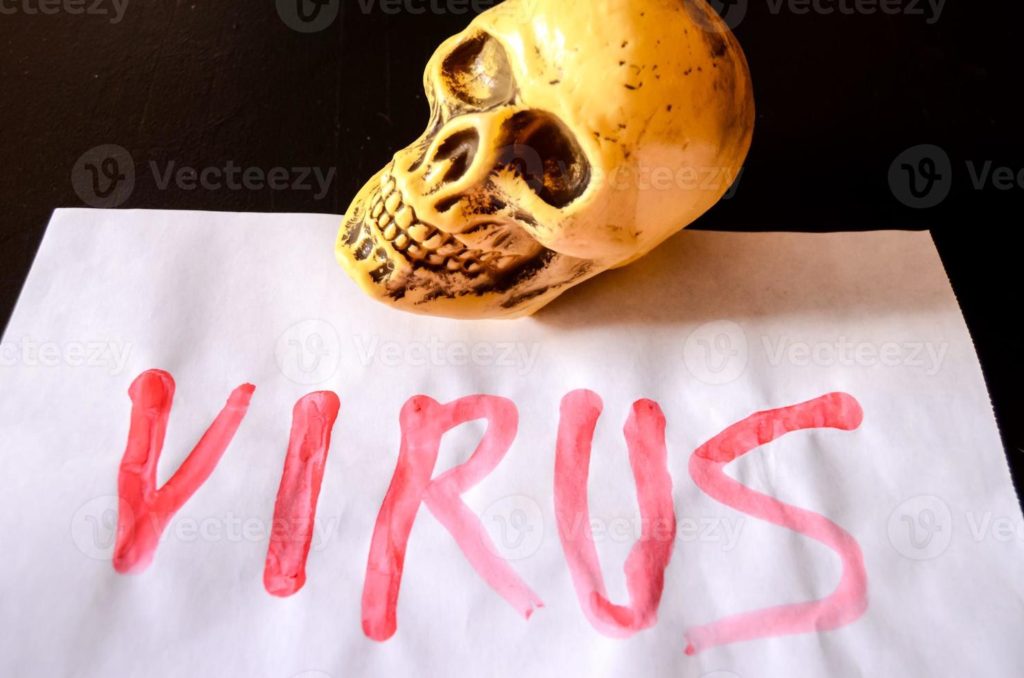 Virus written on paper photo