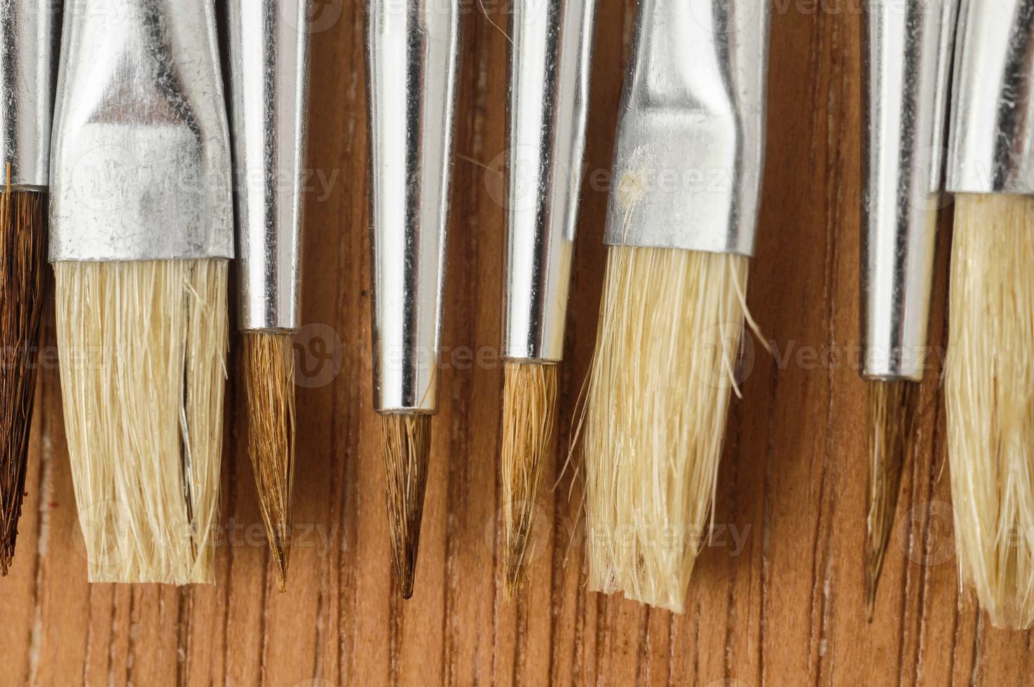 Paint brush set close-up photo