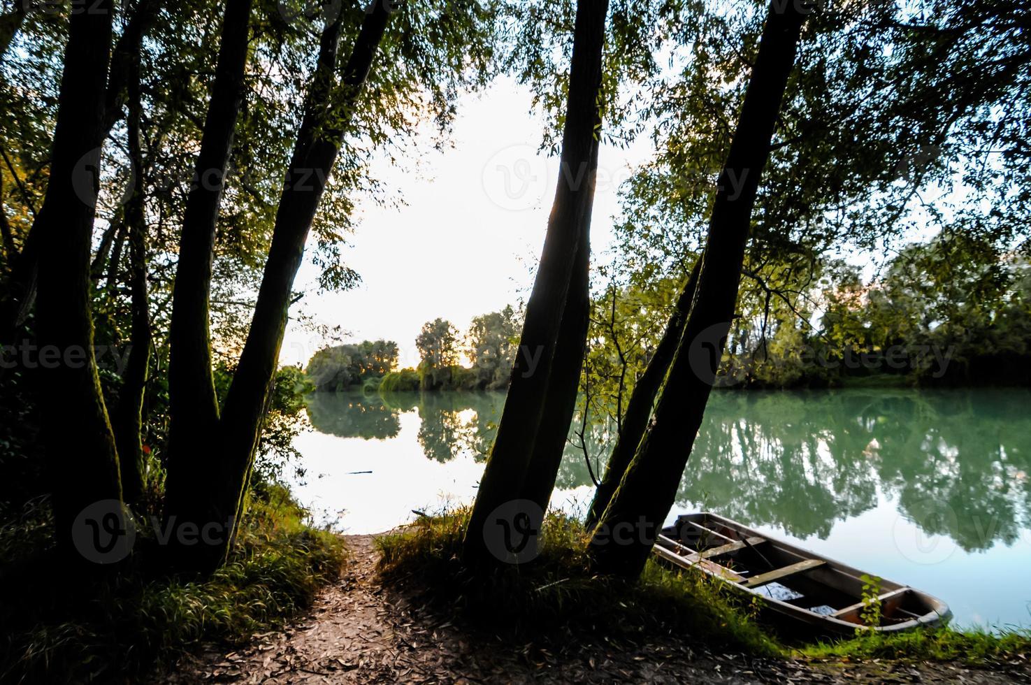 Boat by the forest photo