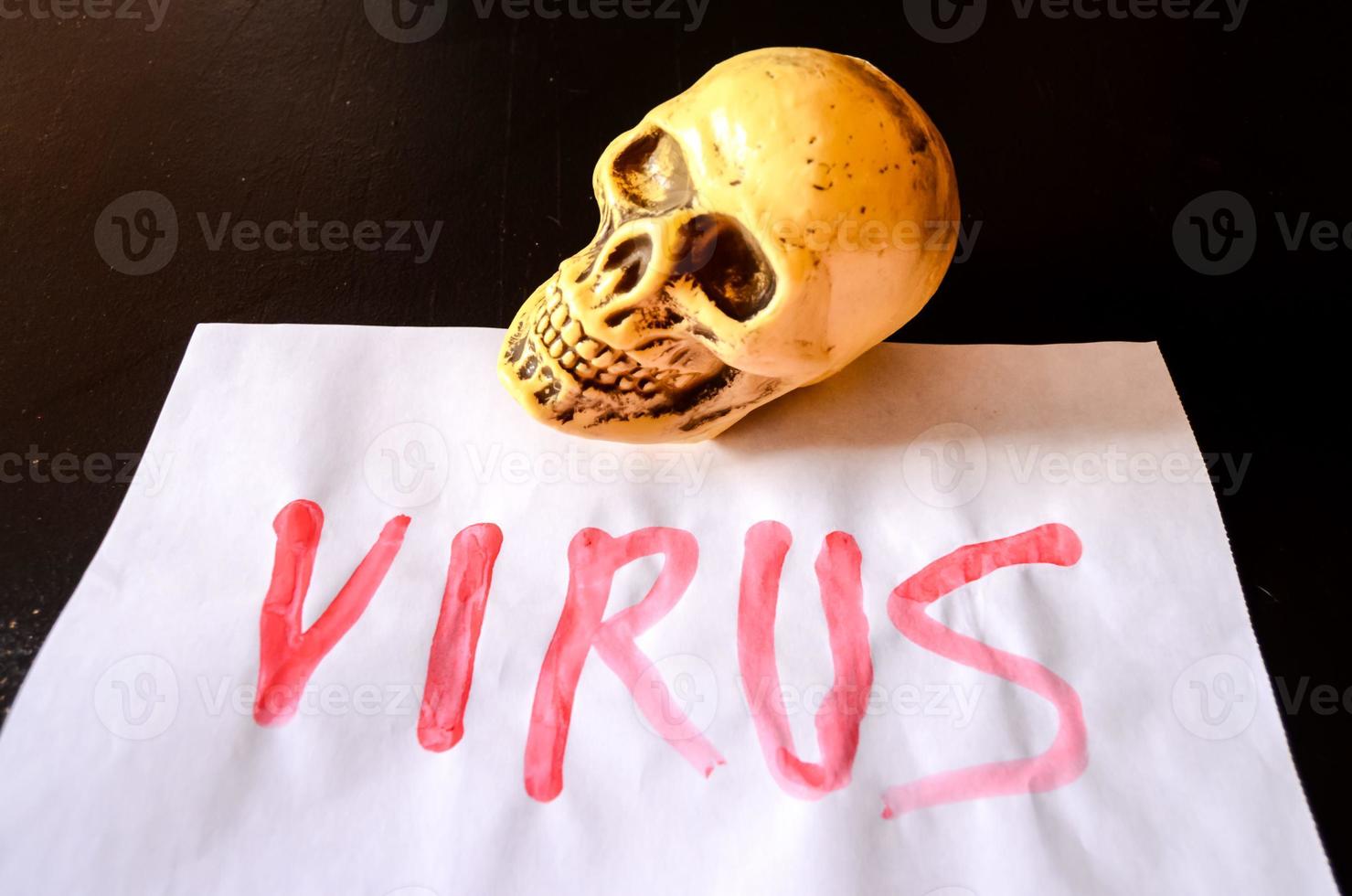 Virus written on paper photo