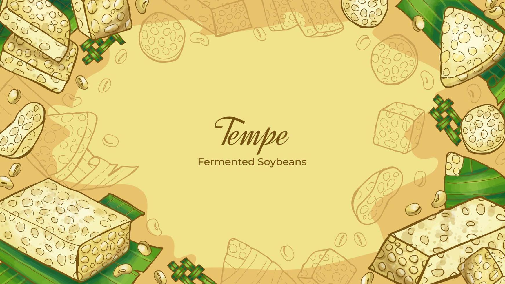 Hand Drawn Tempe The Indonesian Traditional Food Background vector