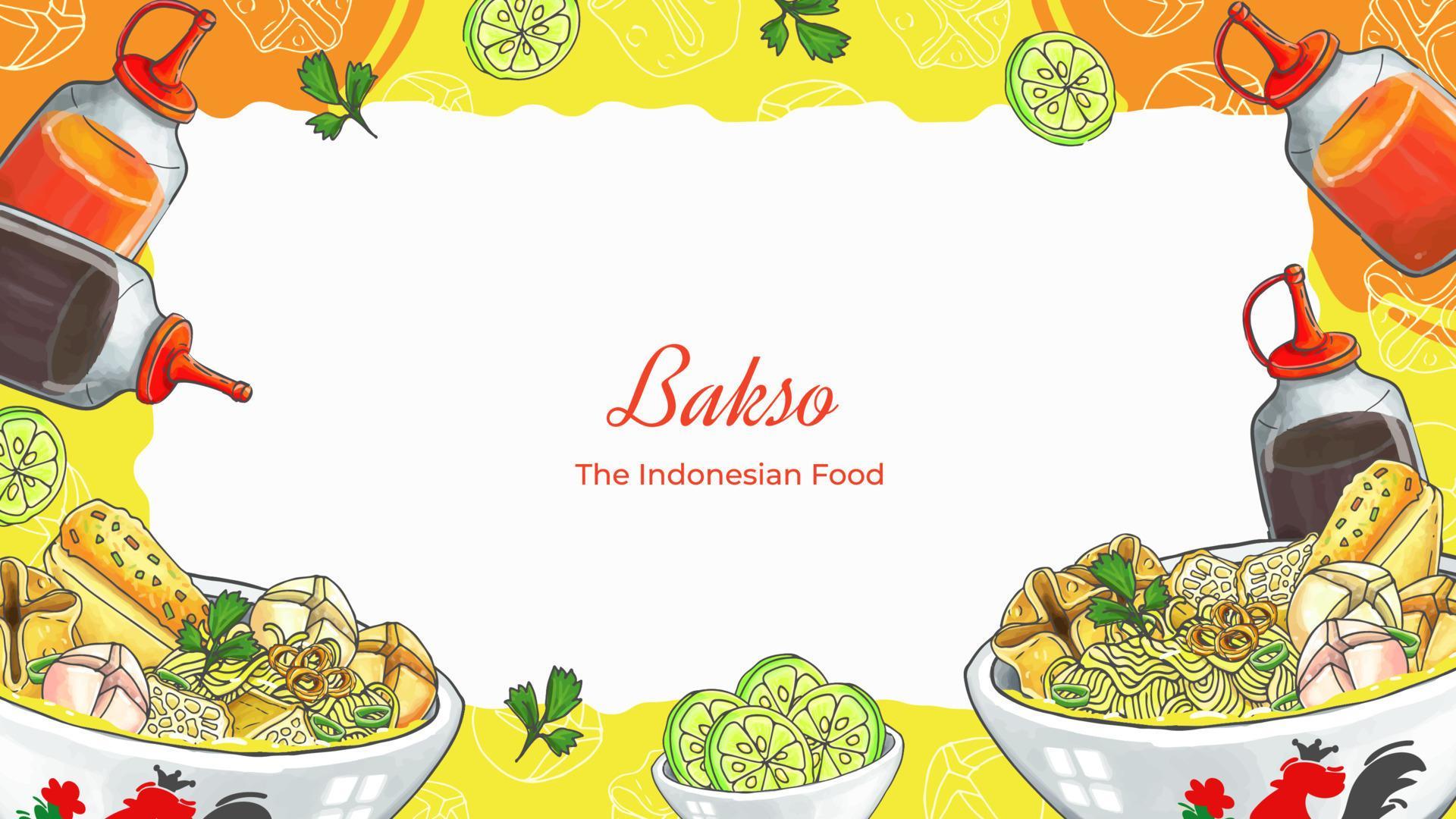 Hand Drawn Bakso The Indonesian Food Background 17166687 Vector Art at