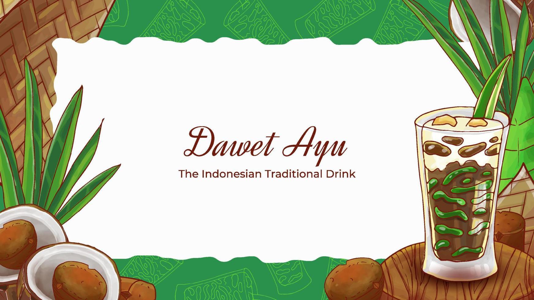 dibujado a mano dawet ayu el fondo de la bebida tradicional indonesia vector