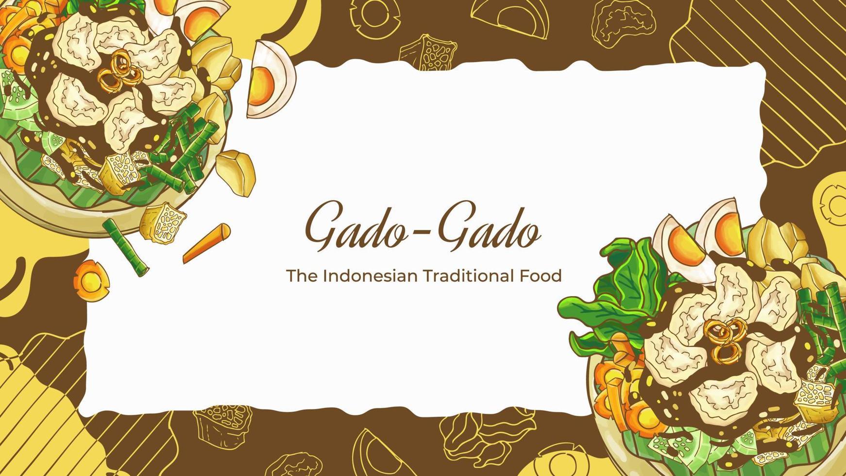 dibujado a mano gado-gado el fondo de comida indonesia vector