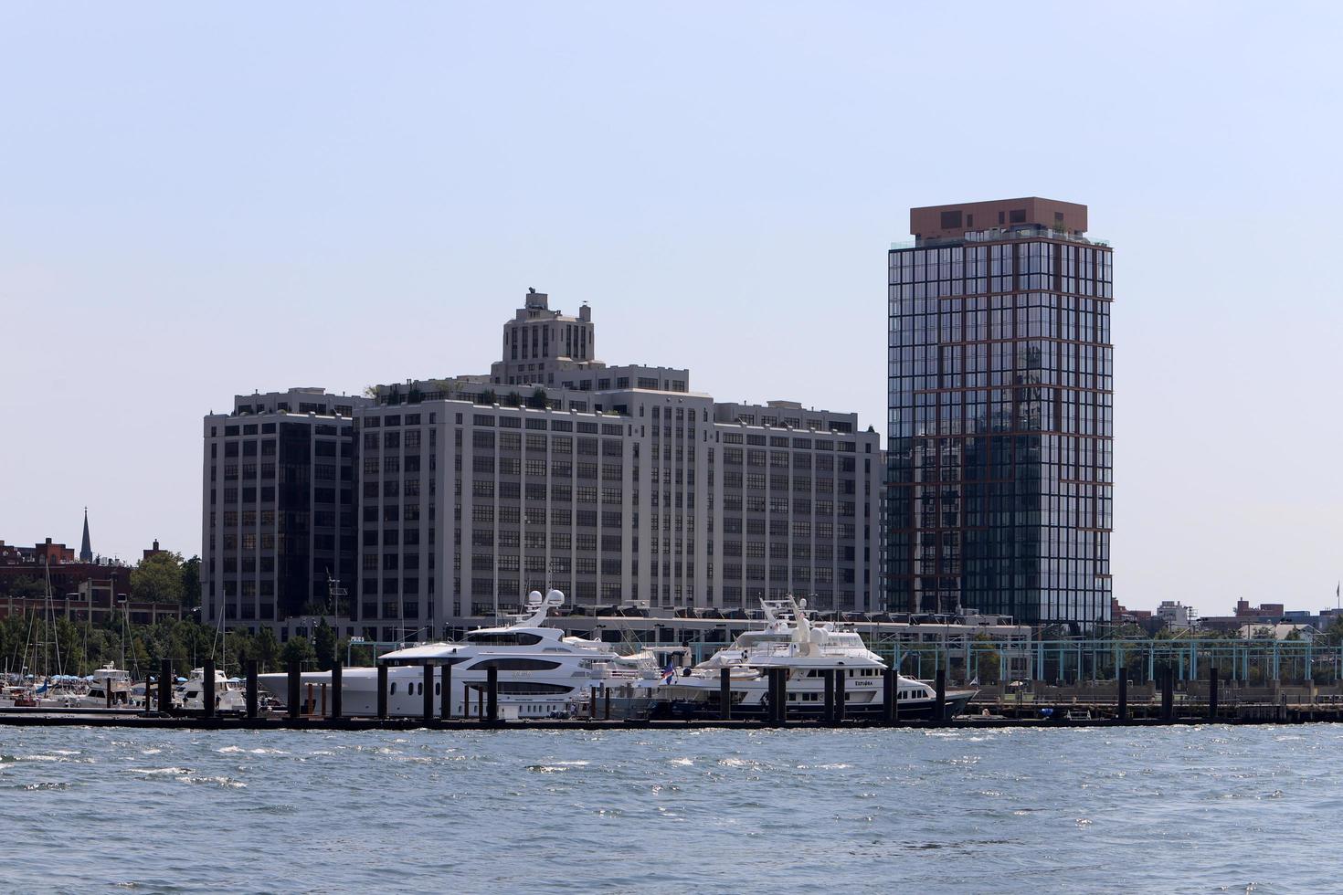 New York USA 4.09.2022. New York is located at the confluence of the Hudson River into the Atlantic Ocean. photo