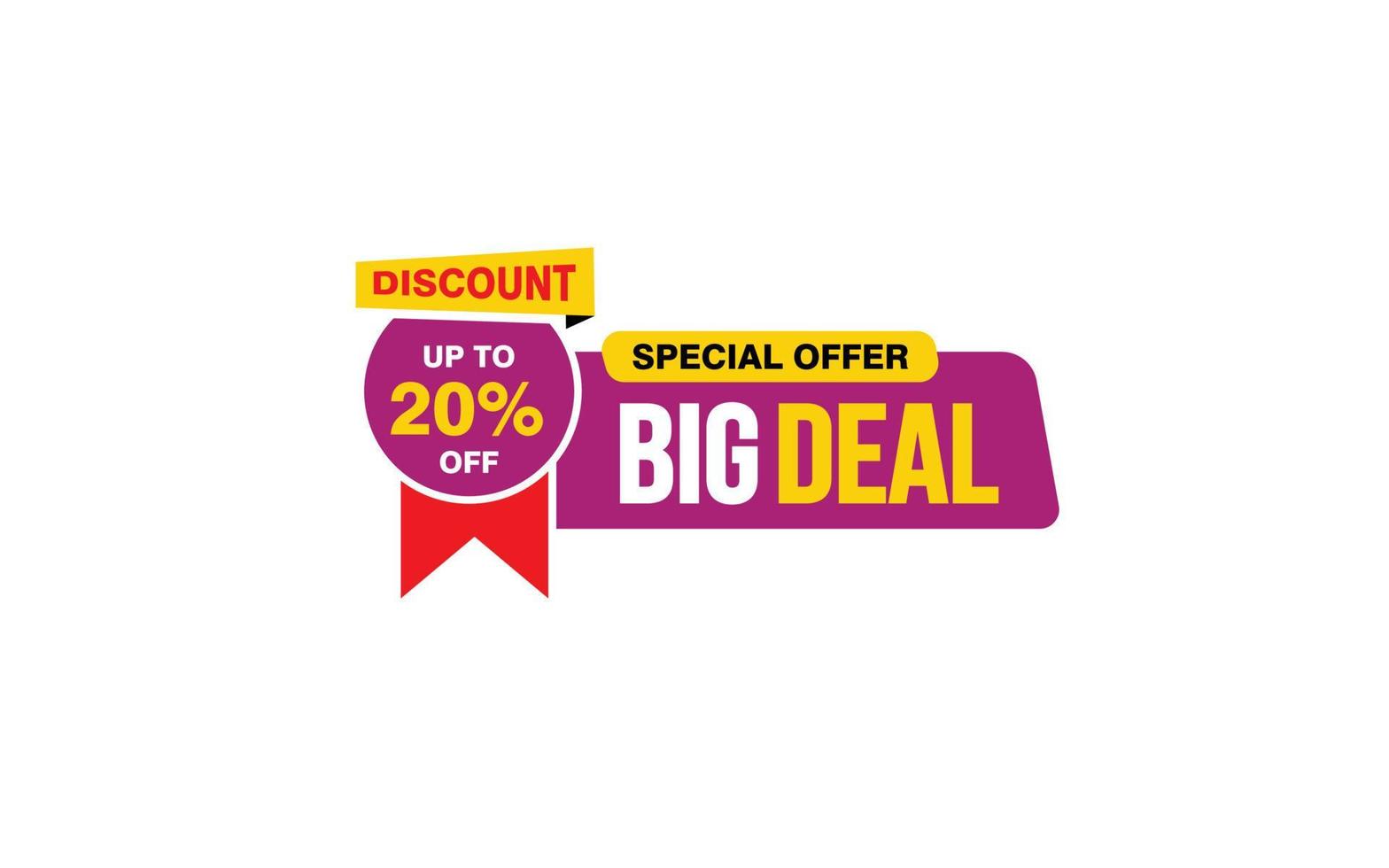 20 Percent BIG DEAL offer, clearance, promotion banner layout with sticker style. vector