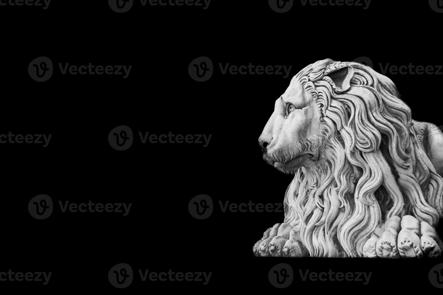 Antique lion statue , made of stone, with copy space. Concept security, safety, guard. photo