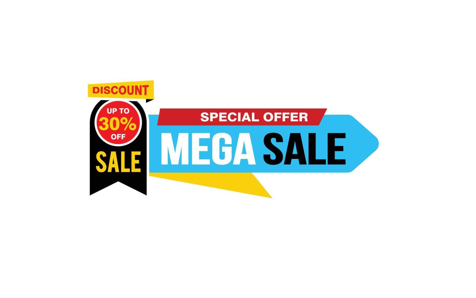 30 Percent MEGA SALE offer, clearance, promotion banner layout with sticker style. vector