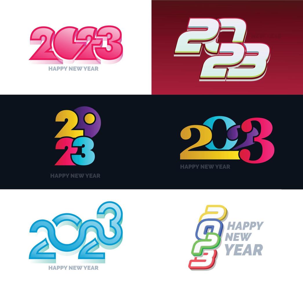 Big Collection of 2023 Happy New Year symbols Cover of business diary for 2023 with wishes vector