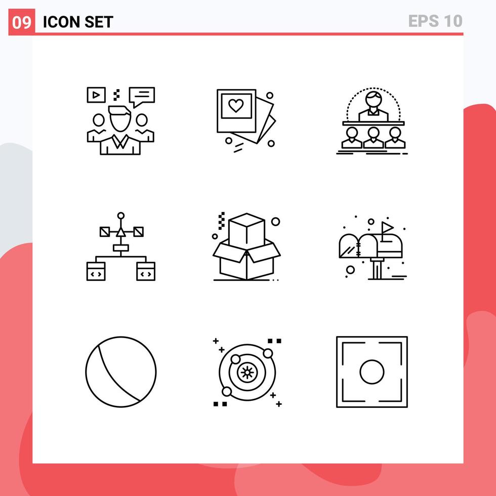 Set of 9 Vector Outlines on Grid for develop browser wedding app instructor Editable Vector Design Elements