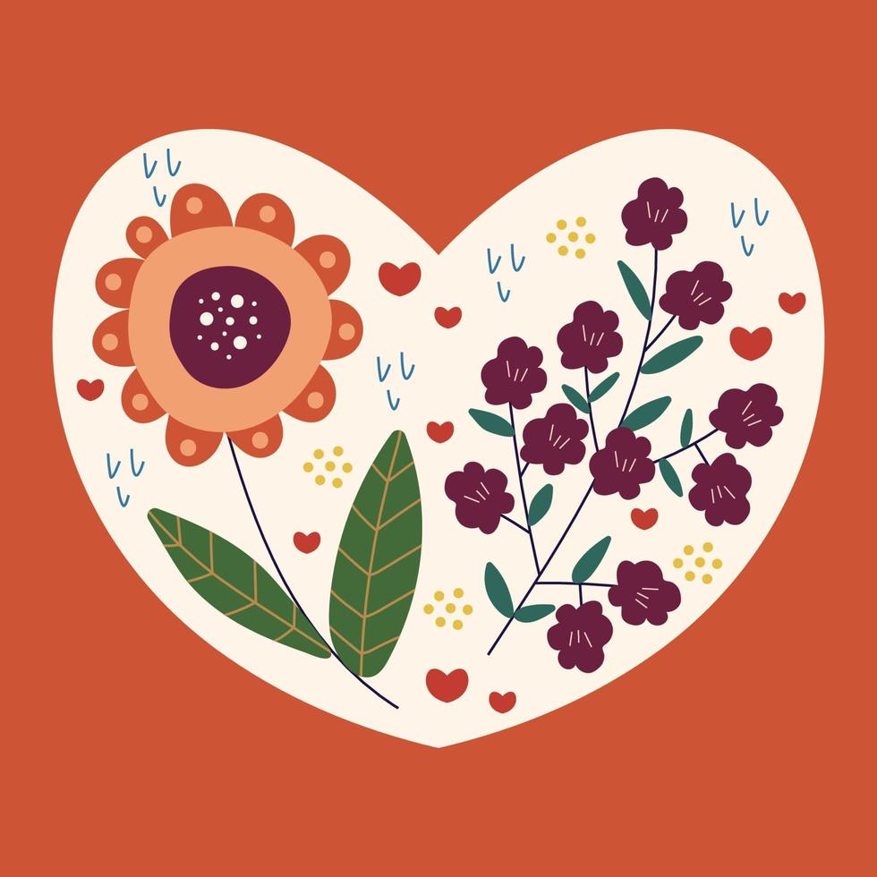postal brillante feliz día de san valentín, invitaciones, declaración de amor. plantilla cuadrada con flores, corazones. ilustración vectorial vector