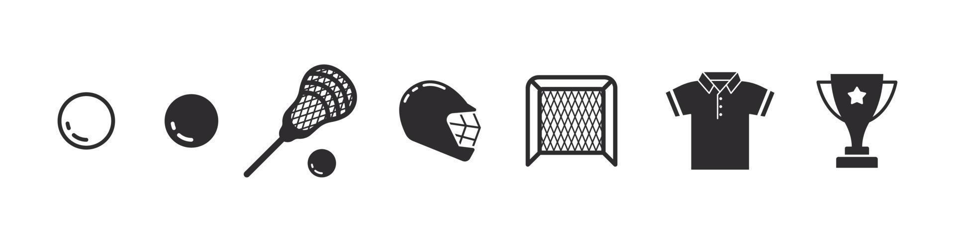 Lacrosse icons. Sports icons in simple style. Lacrosse elements for design. Vector icons