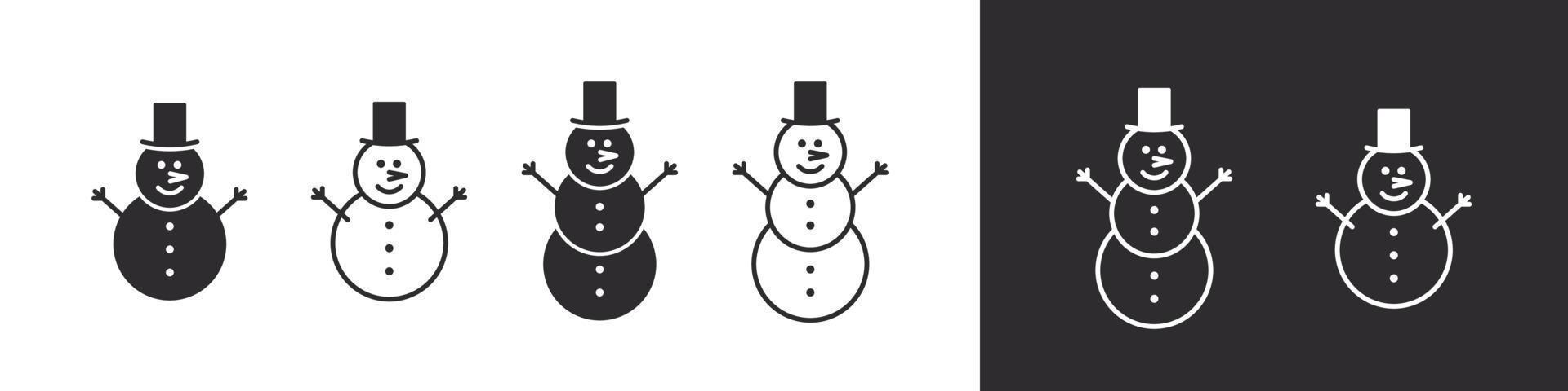 Snowman icons. Collection of Christmas icons on white background. Vector illustration