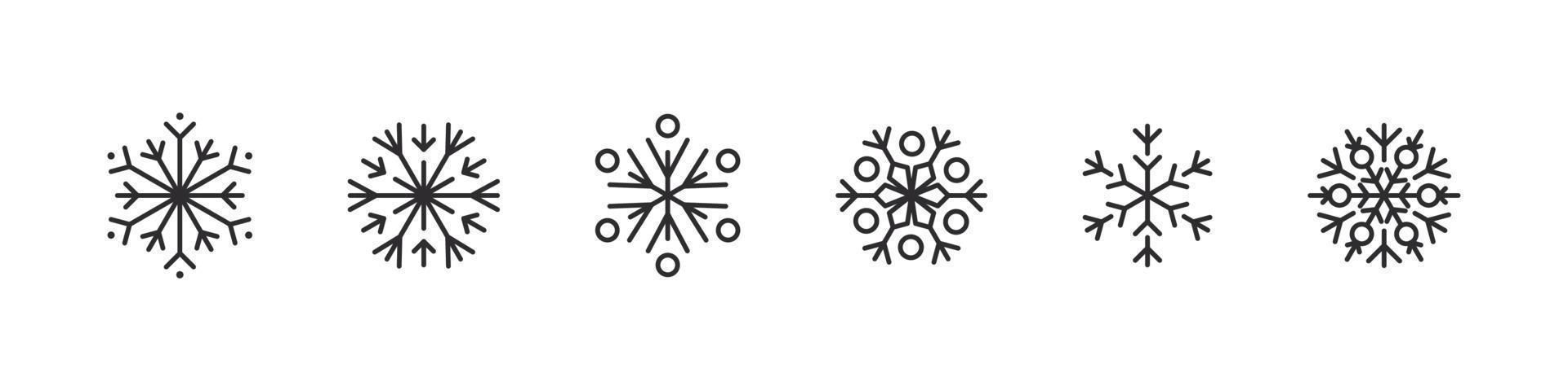 iconos de copos de nieve. símbolo de invierno de cristal de hielo. signo de navidad. ilustración vectorial vector