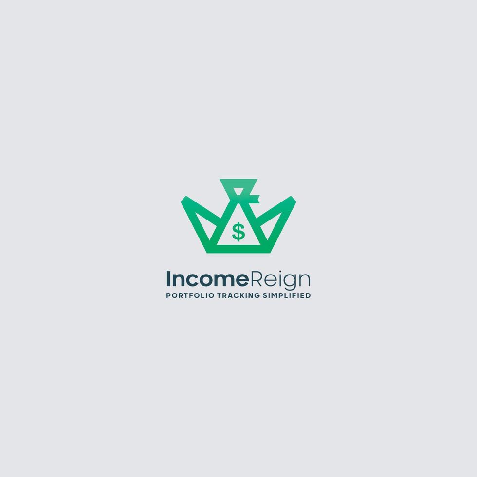 income reign logo with crown concept vector