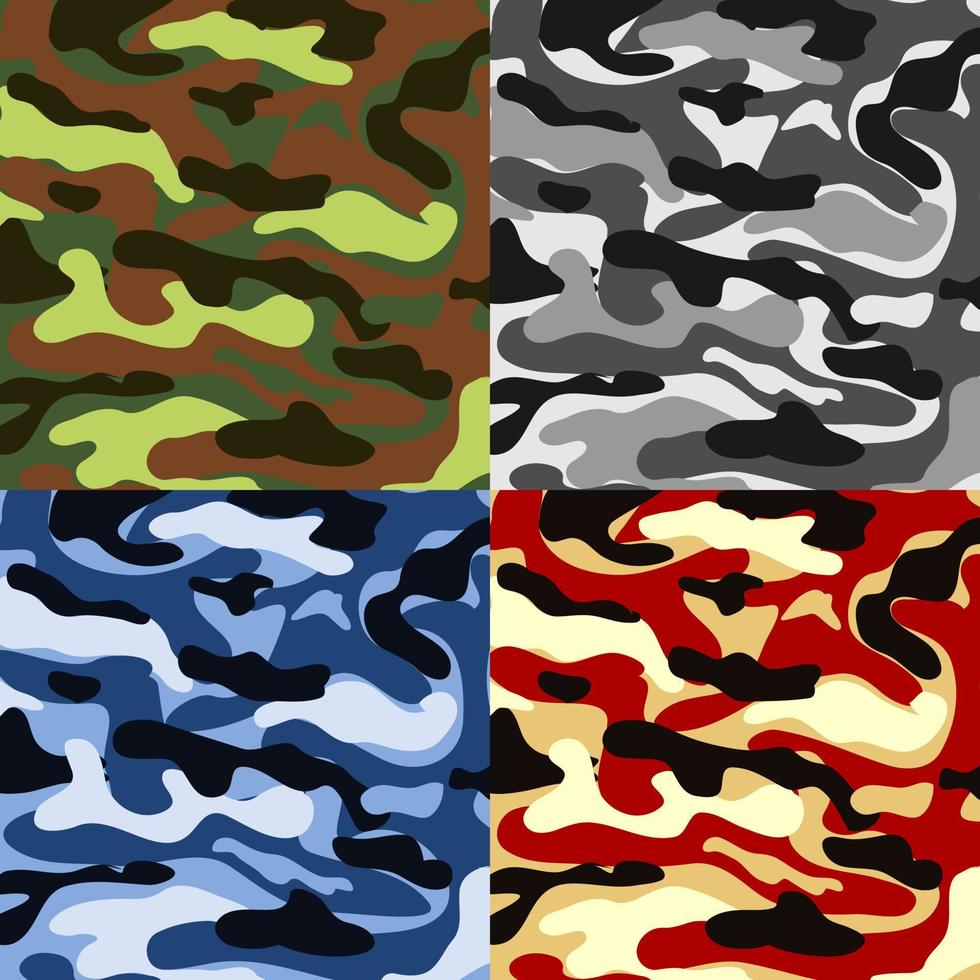 Four Camuflage Shape Pattern of Military Soldier Uniform vector