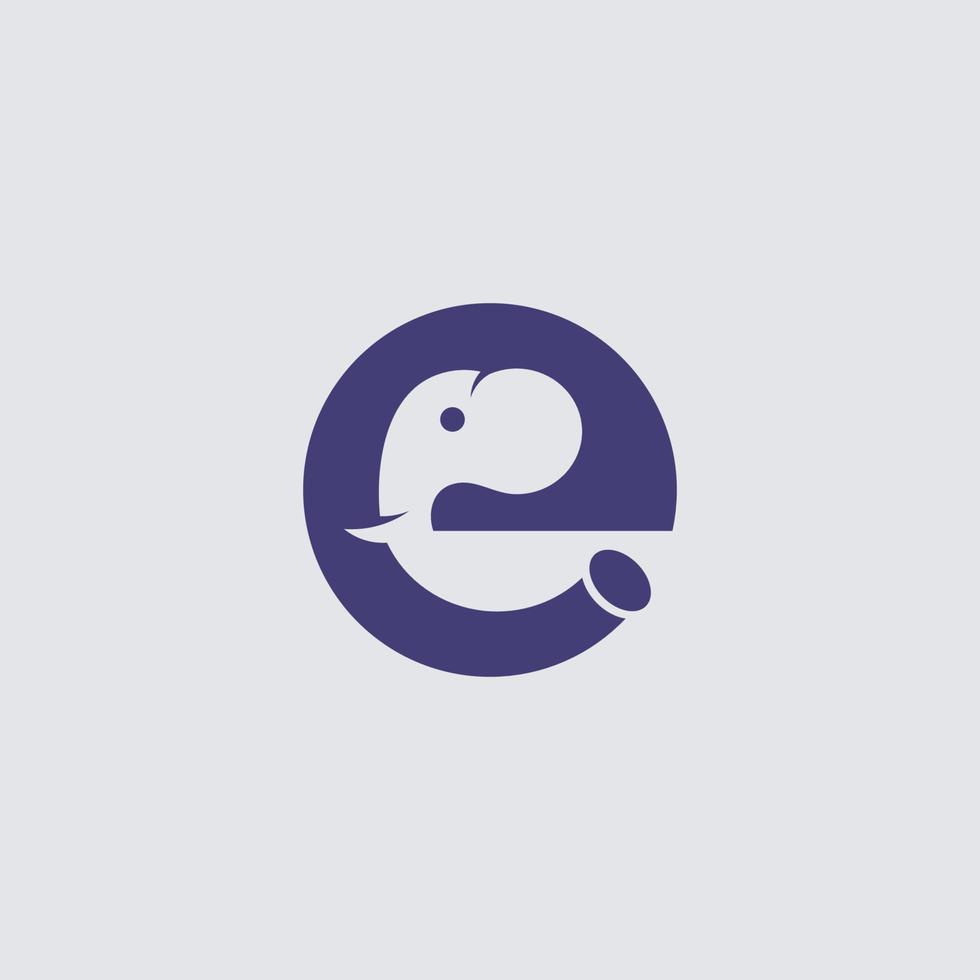 Letter Initial E Elephant Logo Design Template vector