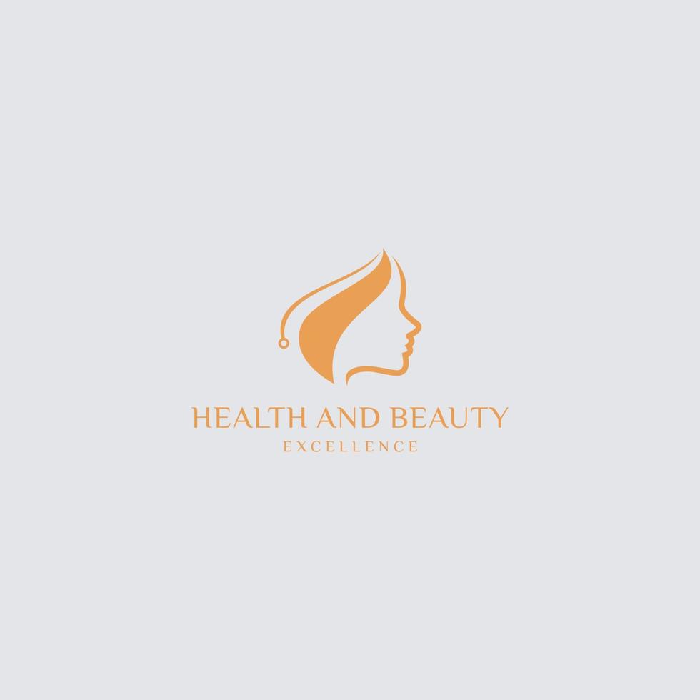 Beauty logo with woman inside circle style and health vector