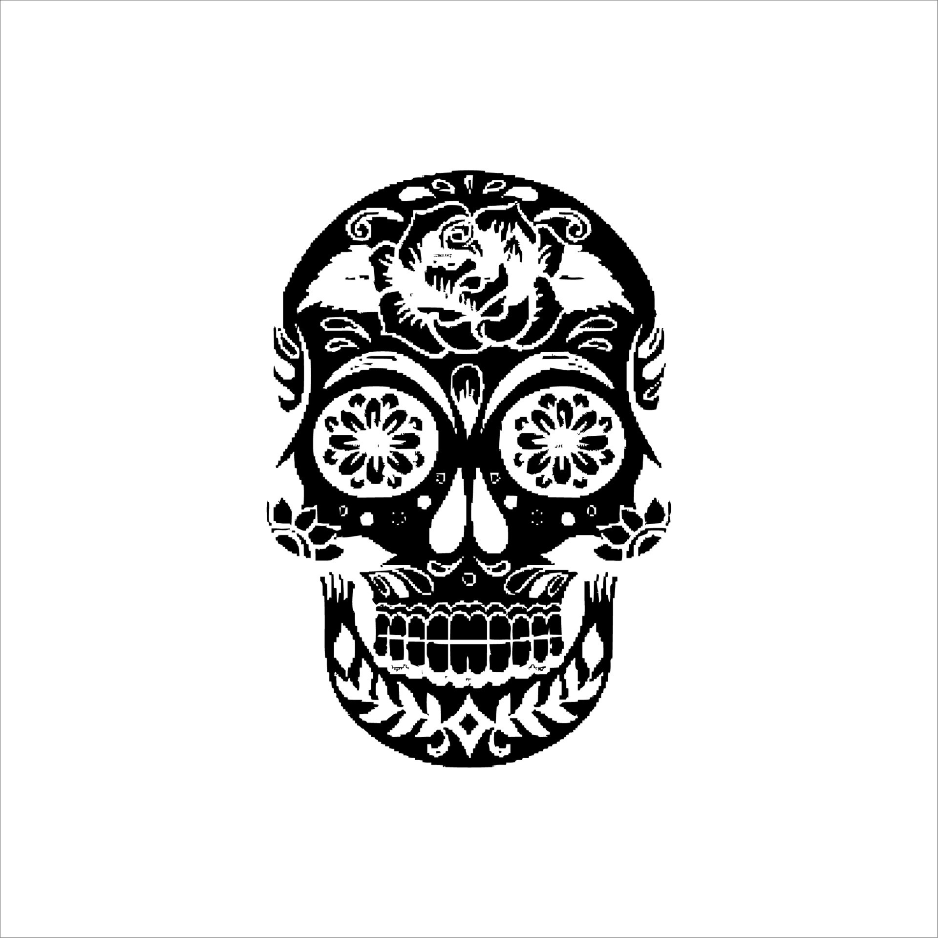 Mexican Skull Vector with Pattern. old school tattoo style Skull tattoo design sketch. Black and white illustration. mexican skull illustration 17169880 Vector Art at Vecteezy