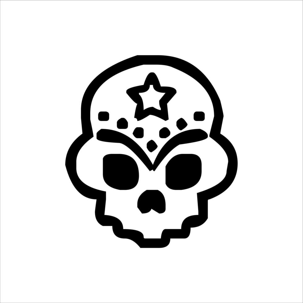 Mexican Skull Vector with Pattern. old school tattoo style Skull tattoo design sketch. Black and white illustration. mexican skull illustration