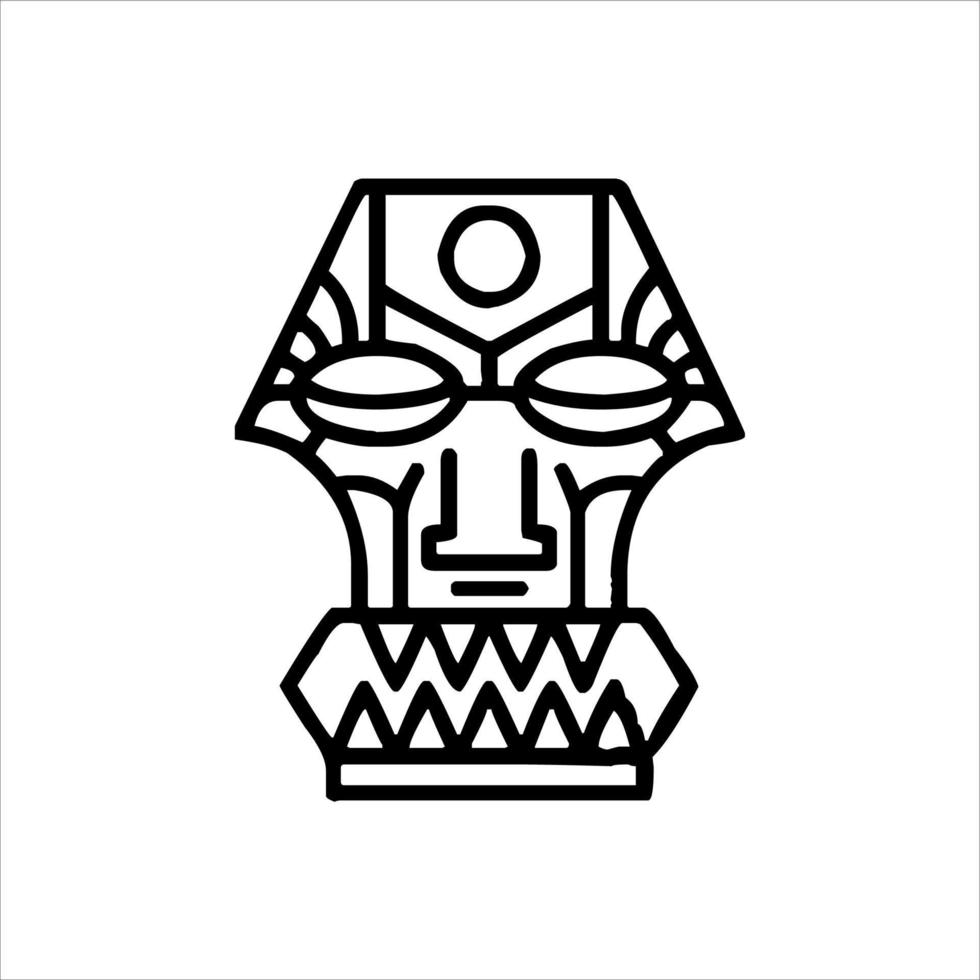 silueta del icono del ídolo tiki. ilustración simple de un ícono de ídolo tiki para diseño web aislado en un fondo blanco, máscara de madera tribal tiki, planta exótica tropical y tablero de bambú. Hawai tradicional vector