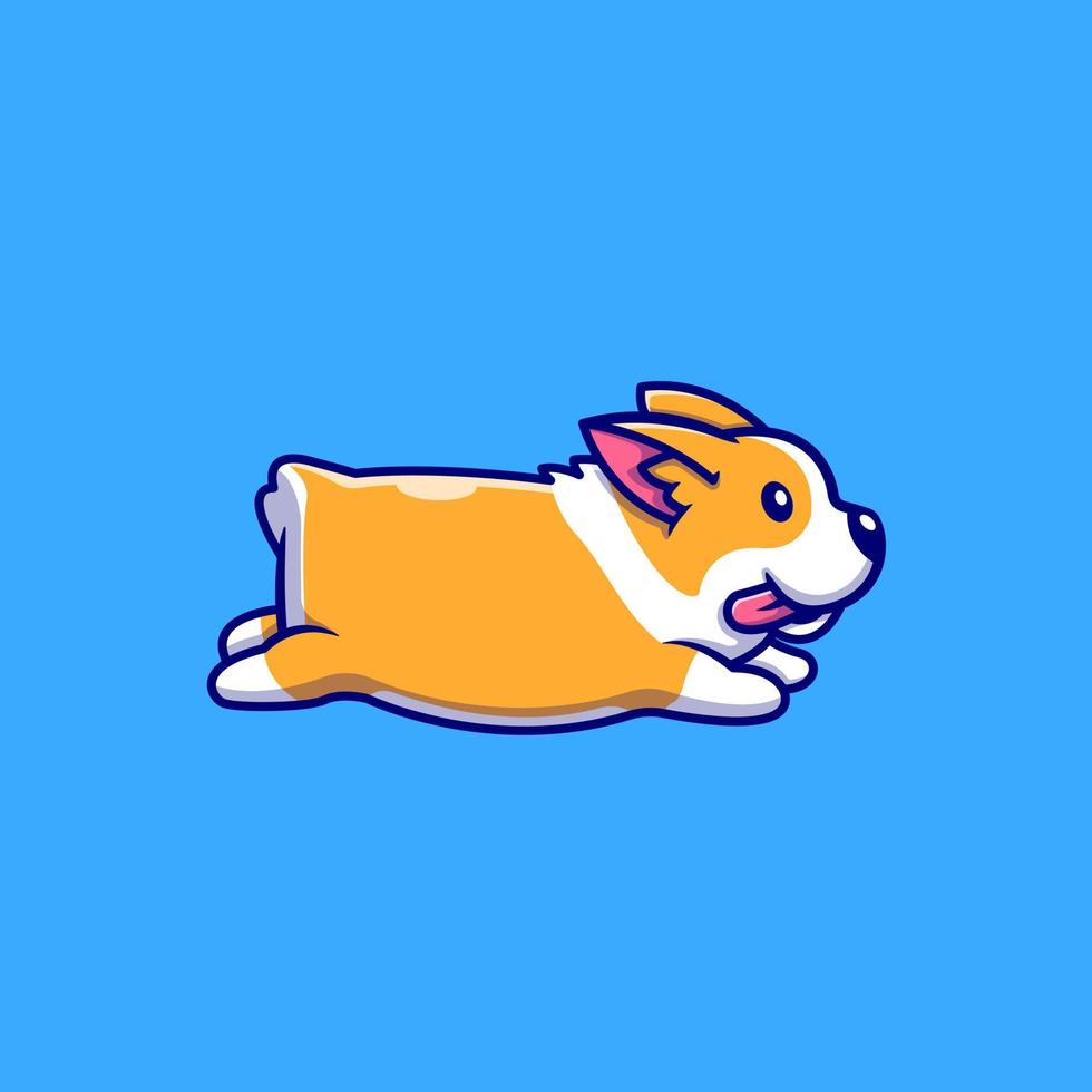 Cute Corgi Running Cartoon Vector Icon Illustration. Animal Nature Icon Concept Isolated Premium Vector. Flat Cartoon Style