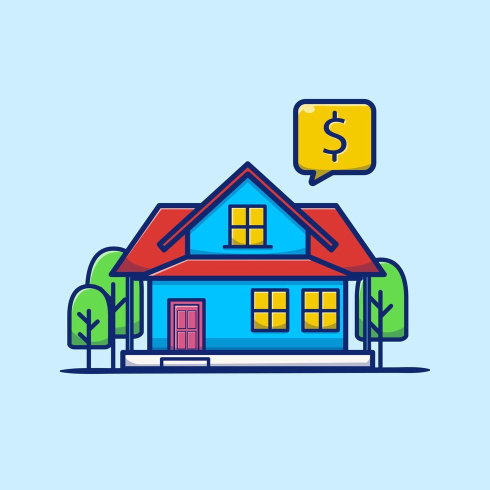 House for Rent and Sale Cartoon Vector Icon Illustration. Business Building Icon Concept Isolated Premium Vector. Flat Cartoon Style