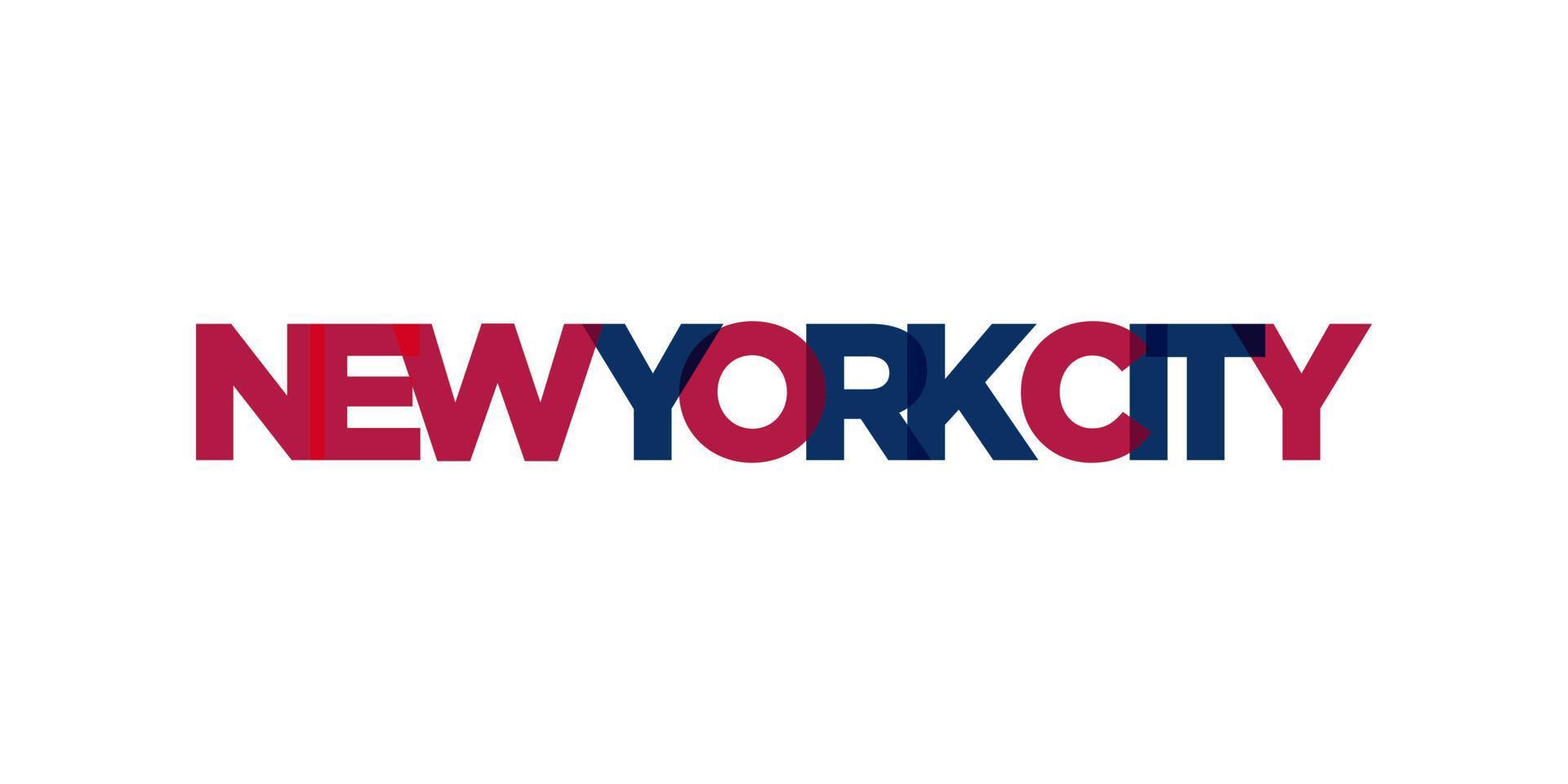 New York City, USA typography slogan design. America logo with graphic city lettering for print and web. vector