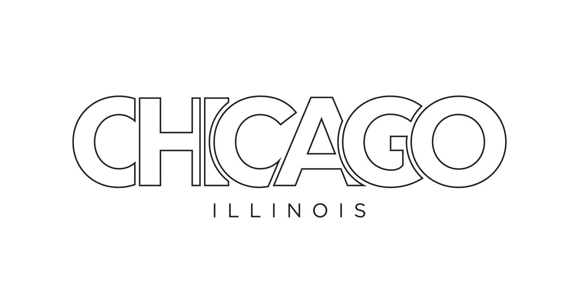 chicago, illinois, diseño de eslogan tipográfico de estados unidos. logotipo de América con letras gráficas de la ciudad para impresión y web. vector