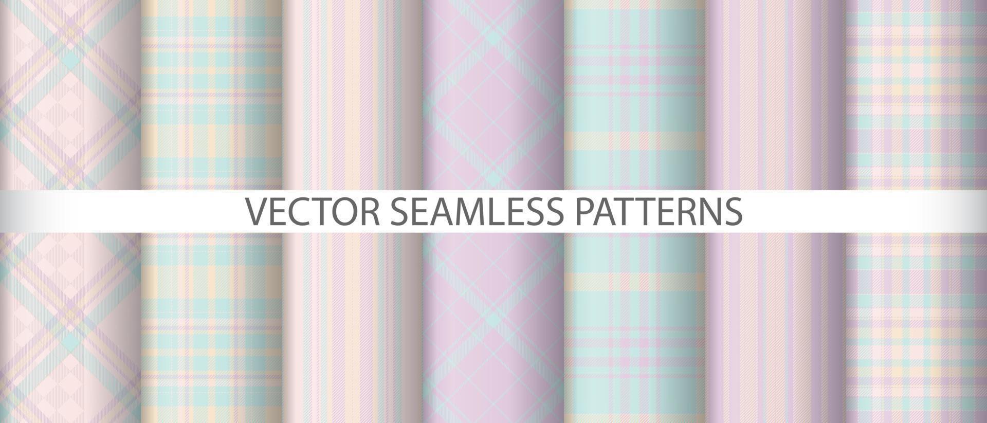 Set check vector fabric. Tartan plaid background. Pattern seamless textile texture.