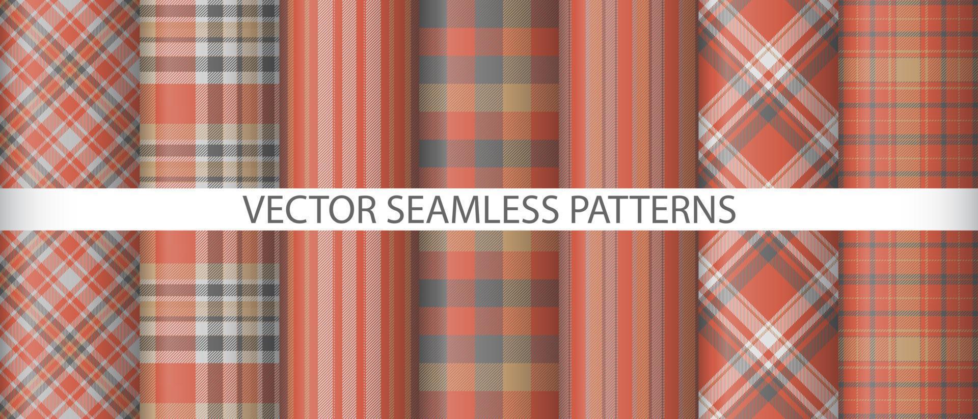establecer la tela escocesa del patrón de fondo. textil de control vectorial. textura de tela de tartán sin costuras. vector