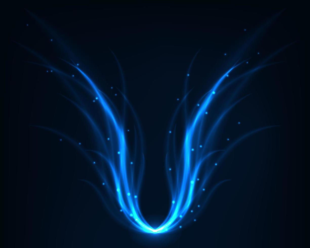 Abstract background wings vector electric light. Spark flash effect. Bright curved line. Neon glowing curves.