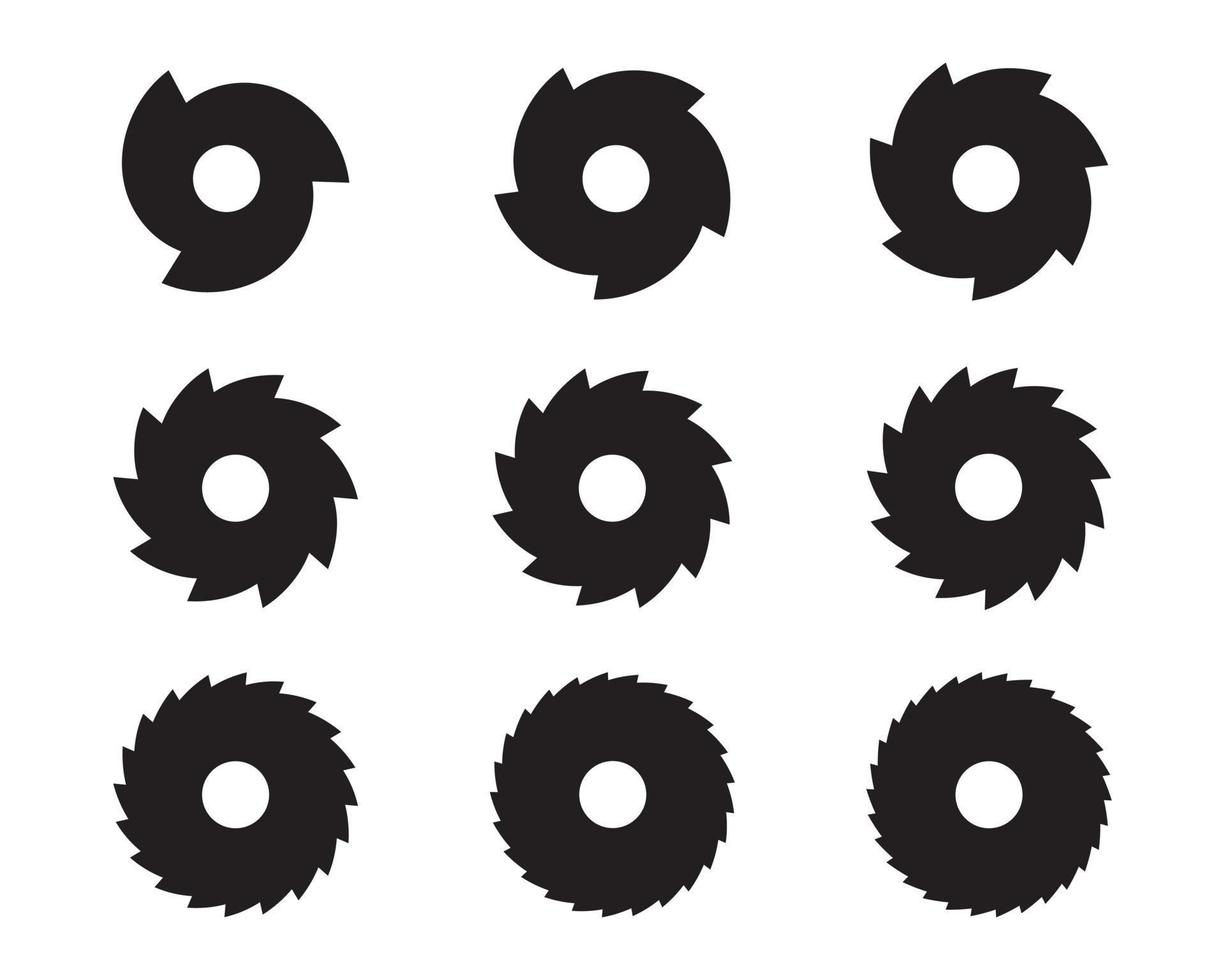 Cutting gear for saw blade. Set of graphic elements. Vector logo template.