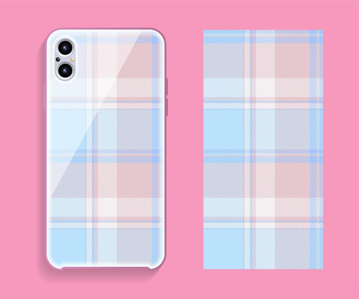 Smartphone cover design vector mockup. Template geometric pattern for mobile phone back part. Flat design.