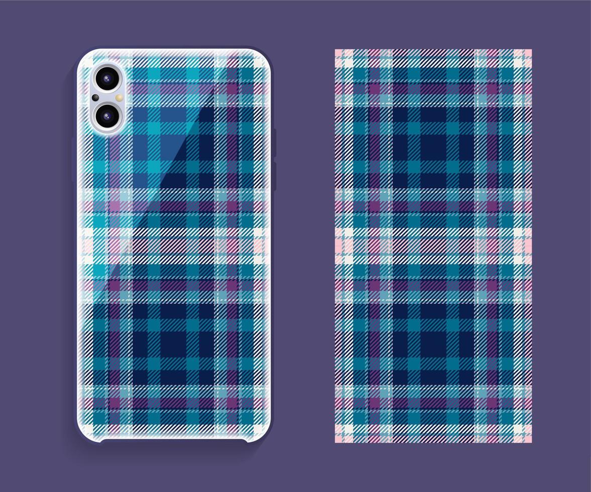 Smartphone cover design vector mockup. Template geometric pattern for mobile phone back part. Flat design.