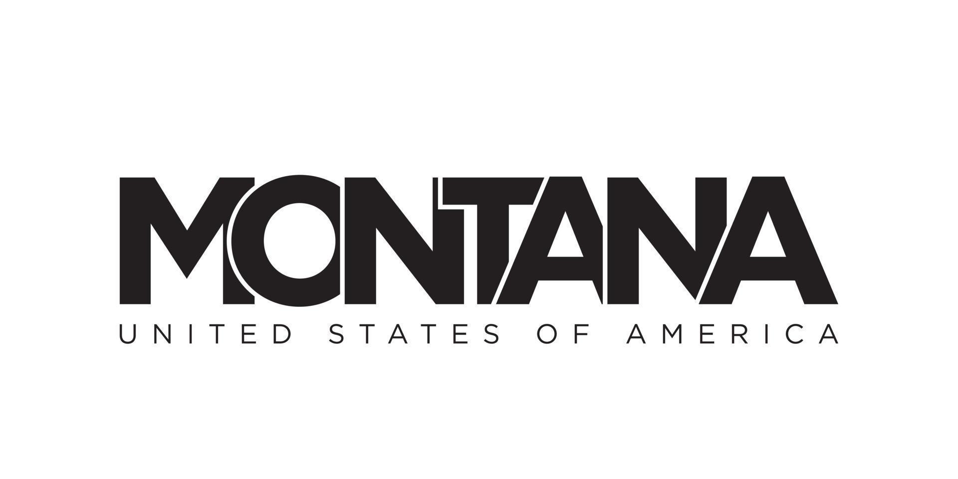 montana, diseño de eslogan tipográfico de estados unidos. logotipo de América con letras gráficas de la ciudad para impresión y web. vector