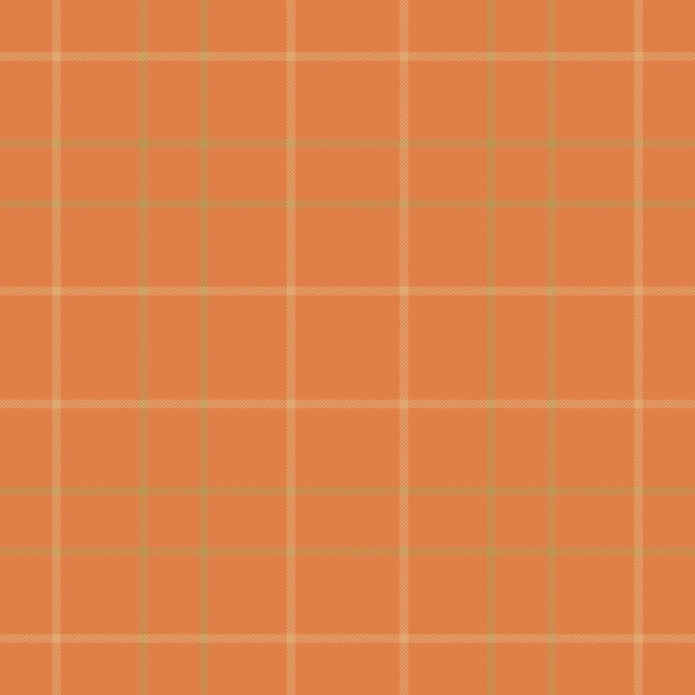 Plaid seamless pattern in orange. Check fabric texture. Vector textile print.