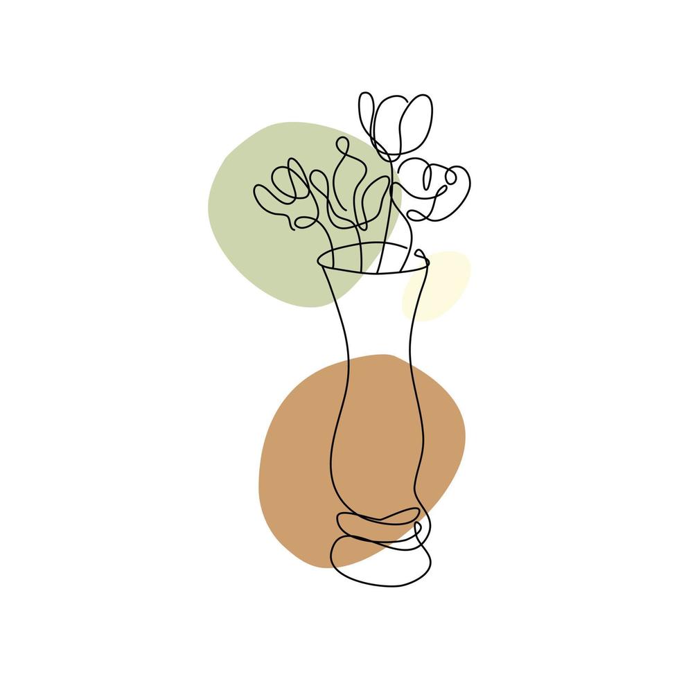 dibujo de arte de línea minimalista en forma de ramo de flores, adecuado para la decoración de paredes, tarjetas de felicitación, tarjetas de visita, tazas, pegatinas vector