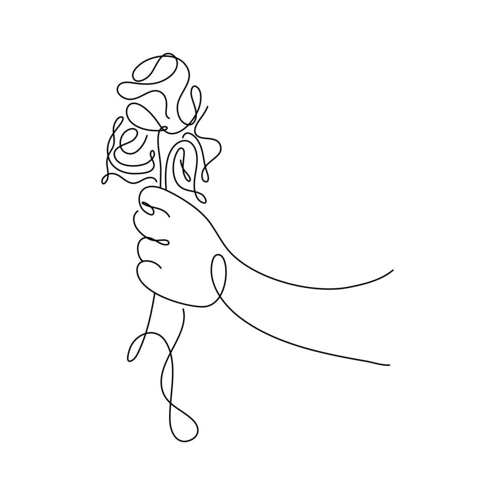 Flower Bouquet Minimalist Line Art Drawing, suitable for wall decor, greeting cards, business cards, mugs, stickers vector
