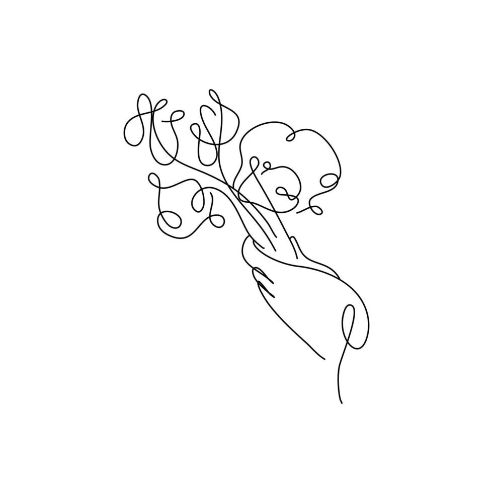 Flower Bouquet Minimalist Line Art Drawing, suitable for wall decor, greeting cards, business cards, mugs, stickers vector