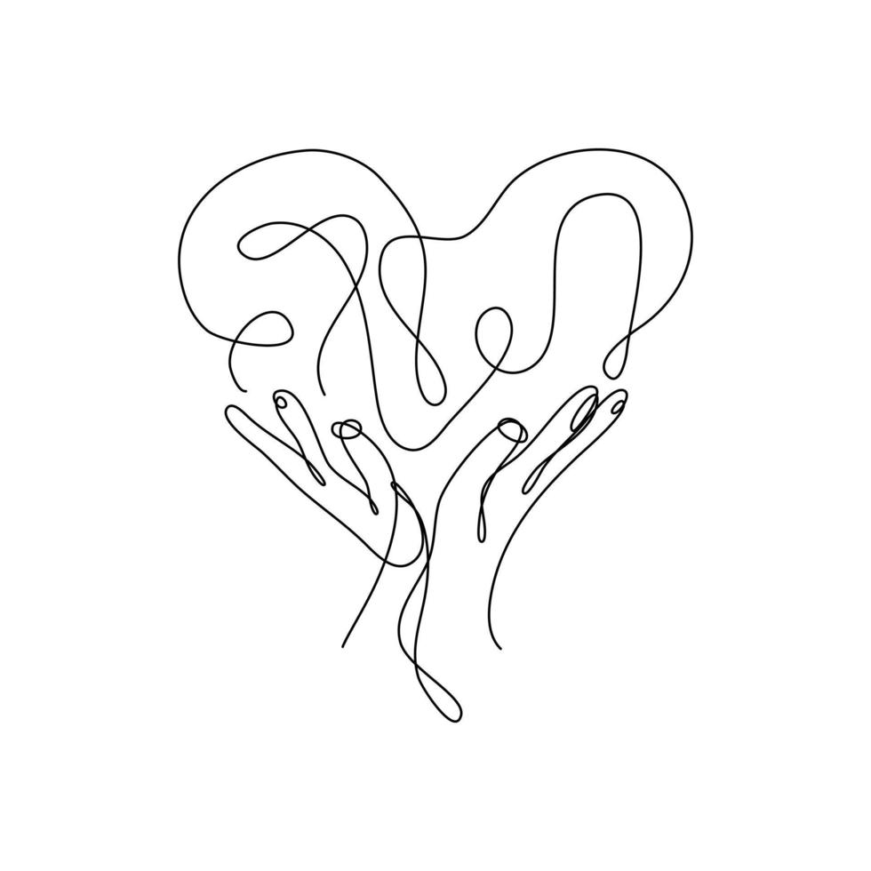 Heart Shaped Hand Draw One Continuous Line. Valentines day concept. Love Minimalist Contour Art. Vector illustration. suitable for wall art, decorations, t-shirts, mugs