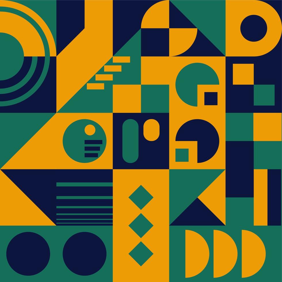 azul amarillo naranja patrón geométrico abstracto fondo colorido, círculo vectorial, triángulo y diseño de arte de color de línea cuadrada. adecuado para papeles pintados, almohadas, camisas, pantalones vector