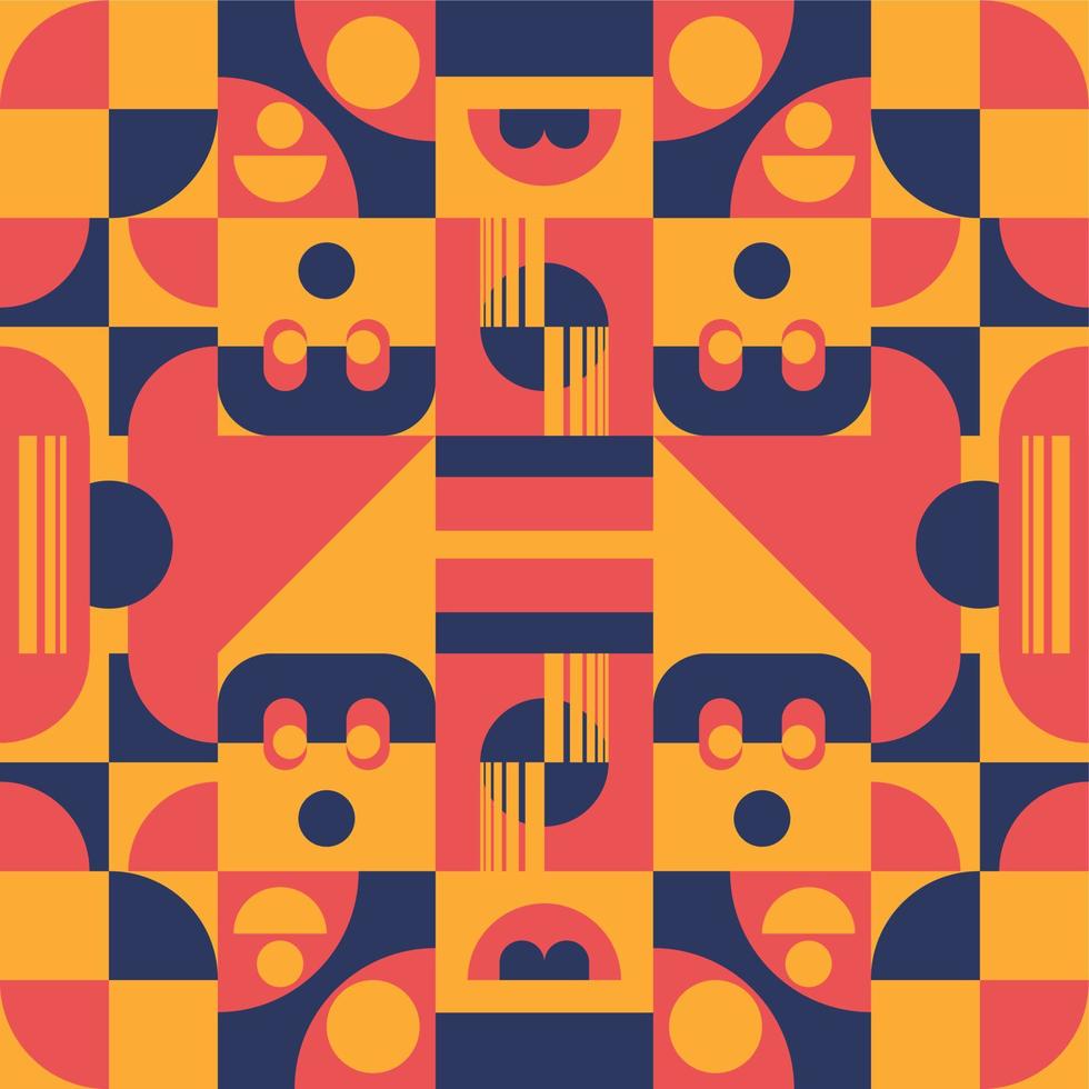 azul amarillo naranja patrón geométrico abstracto fondo colorido, círculo vectorial, triángulo y diseño de arte de color de línea cuadrada. adecuado para papeles pintados, almohadas, camisas, pantalones vector