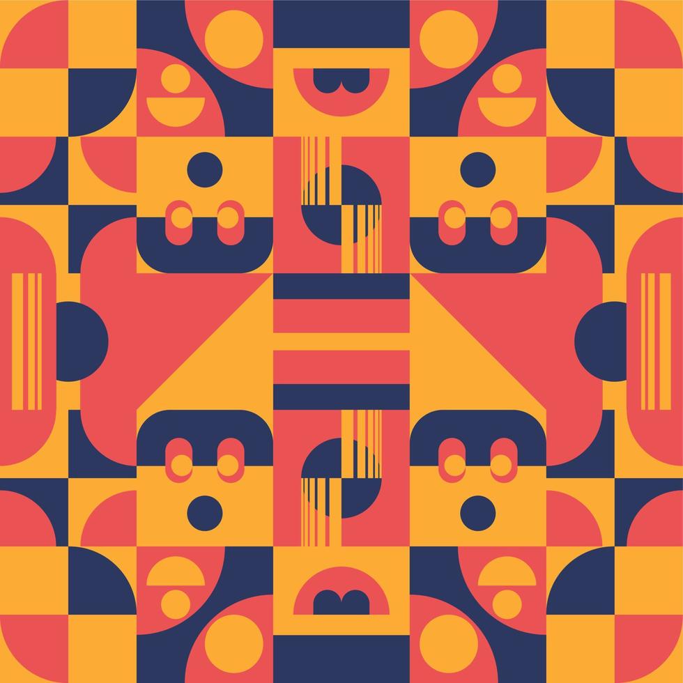 Blue Yellow Orange Abstract geometric pattern background Colorful, vector circle, triangle and square line color art design. suitable for wallpapers, pillows, shirts, pants