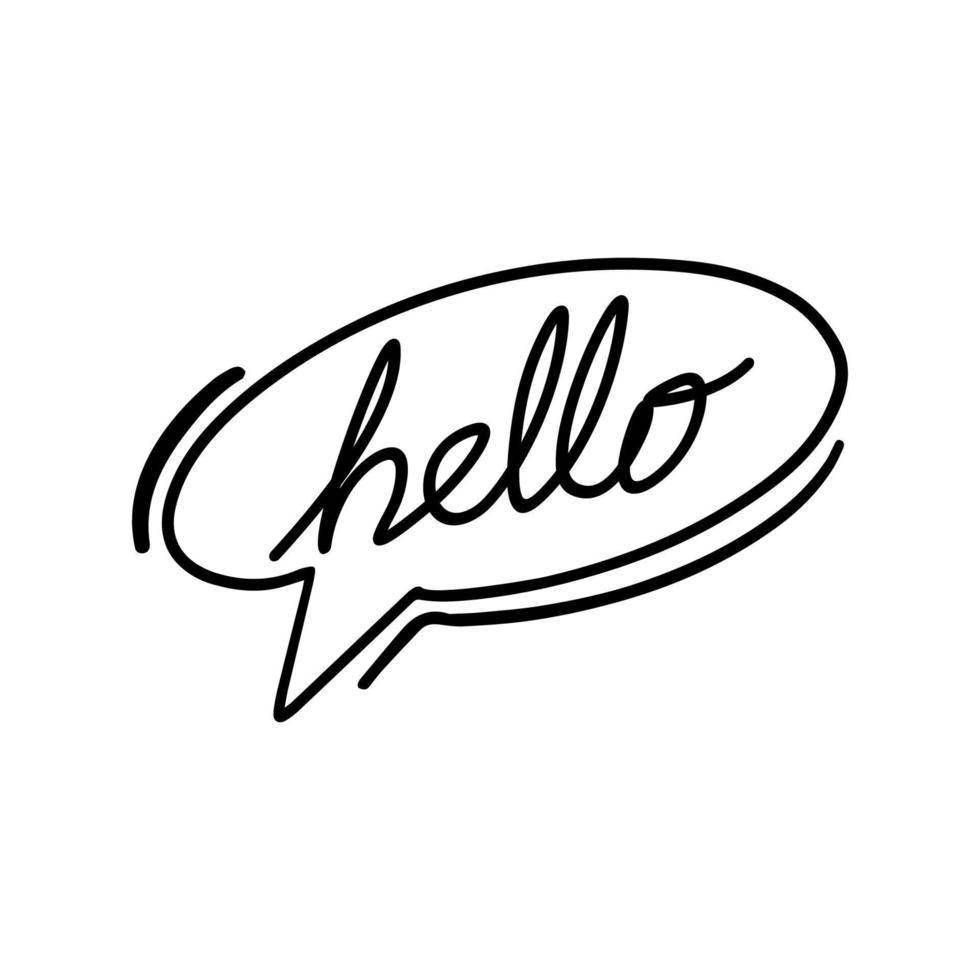 Hello lettering vector design in speech bubble