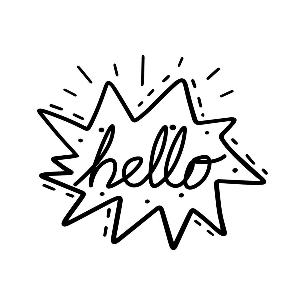 Hello lettering vector design in speech bubble
