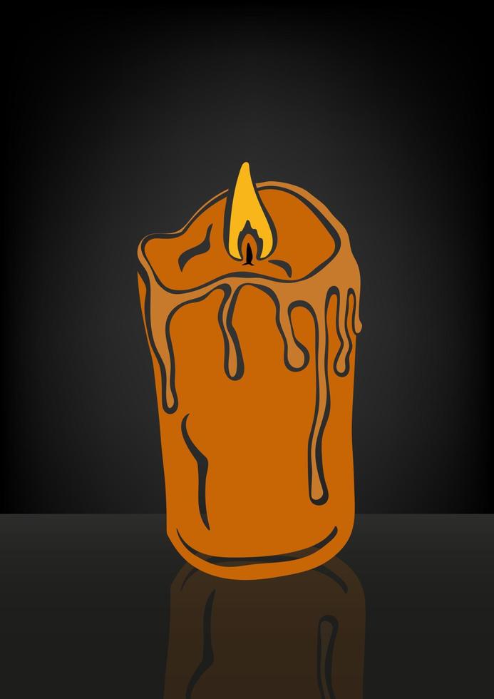 Burning candle on dark background vector