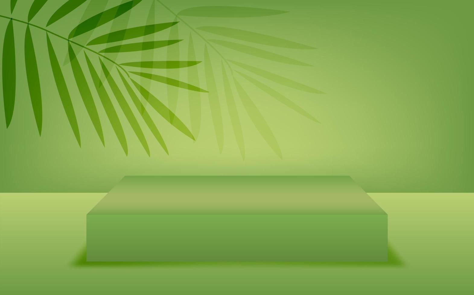 Cosmetic background with tropical palm leaves in green vector