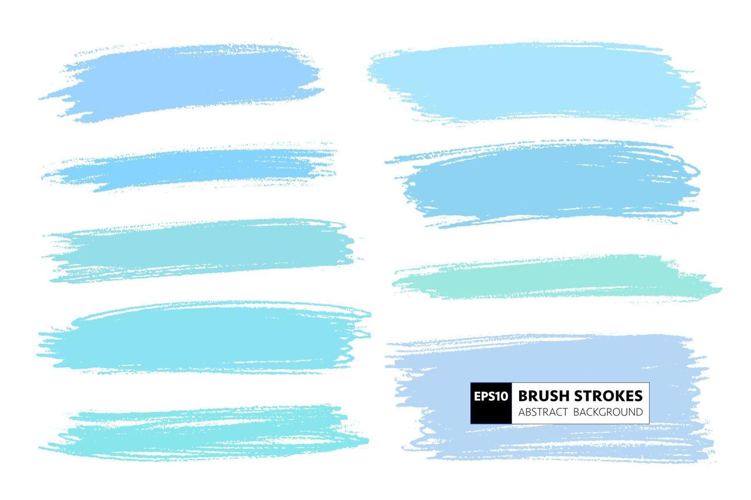 Light blue shades pastel like artistic stroke set. Textured small horizontal backdrop collection. Blue color brush strokes. vector